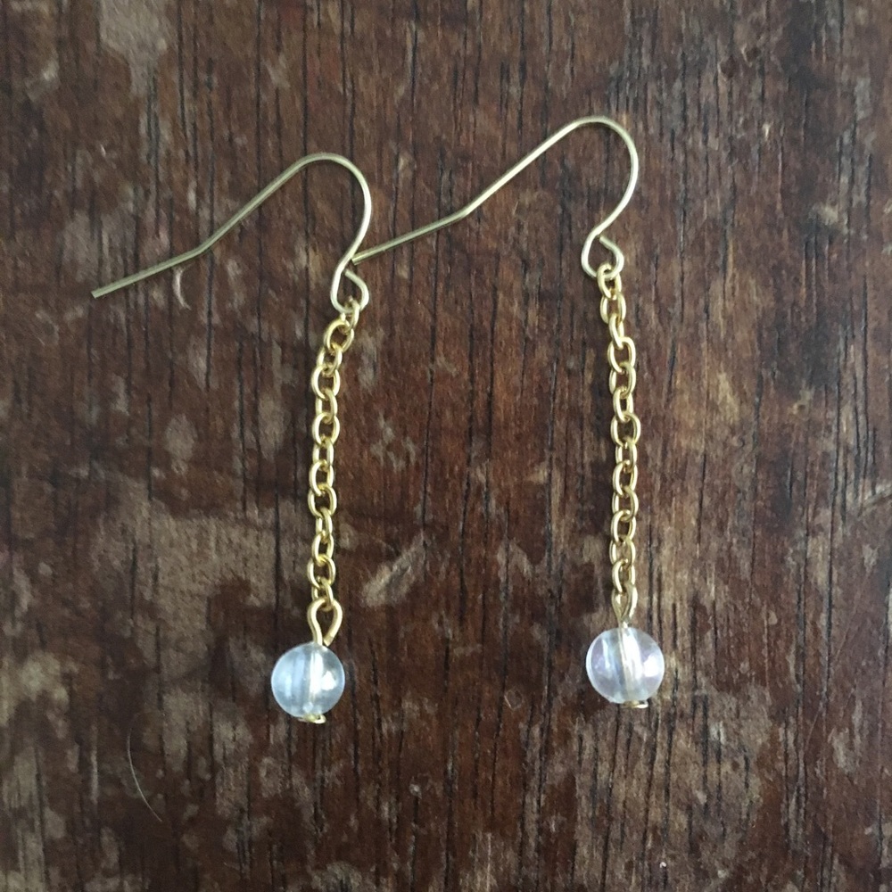 3/$10 gold dangle earrings with clear bead